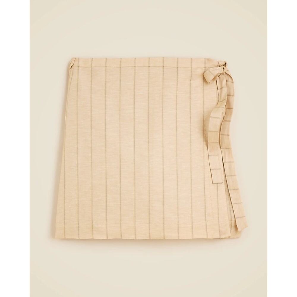 J.Crew Linen Blend Wrap Pencil Skirt Tie Waist Size 4 Cream Ivory